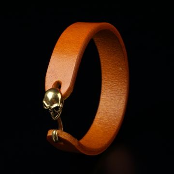 倉吉0750    純銅骷髏頭 植鞣革手作手腕帶