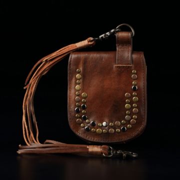 倉吉2069    複古鉚釘植鞣革手工財布  短皮夾哈雷款