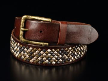 倉吉1074 龐克風鉚釘手工牛革腰帶/ 皮帶