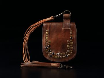 倉吉2069    複古鉚釘植鞣革手工財布  短皮夾哈雷款